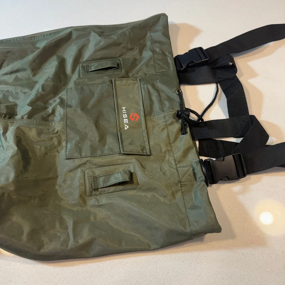 HISEA Chest Waders Mens 9.5 Green Used 28 Inseam Boot Foot